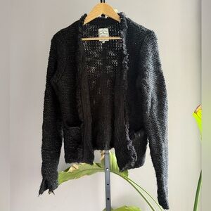 Black Textured Open Front knit  Cardigan size L